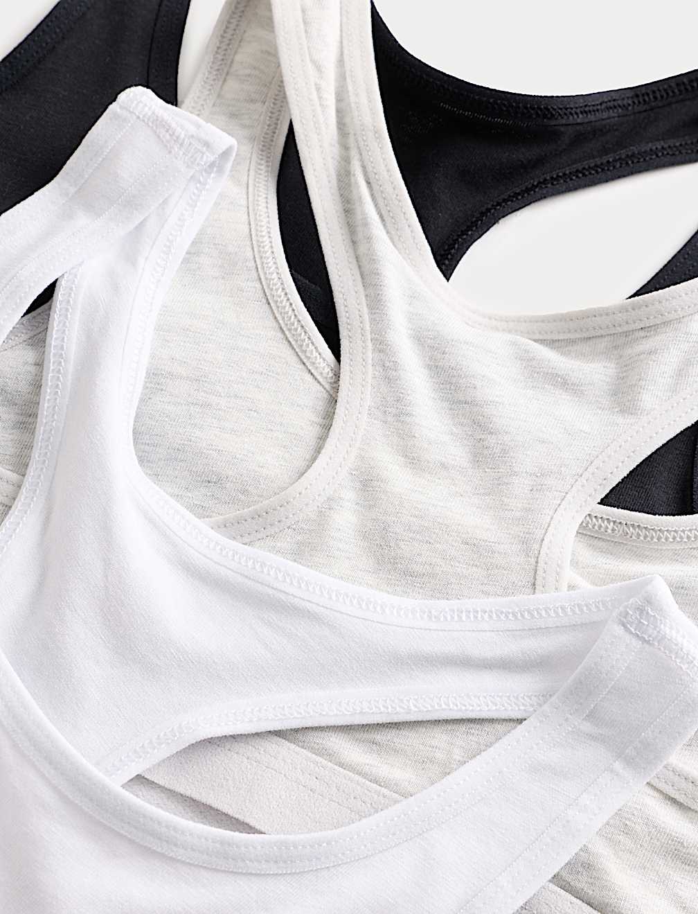 3 Pack Cotton with Stretch Racer Crop Tops (6-16 Yrs)