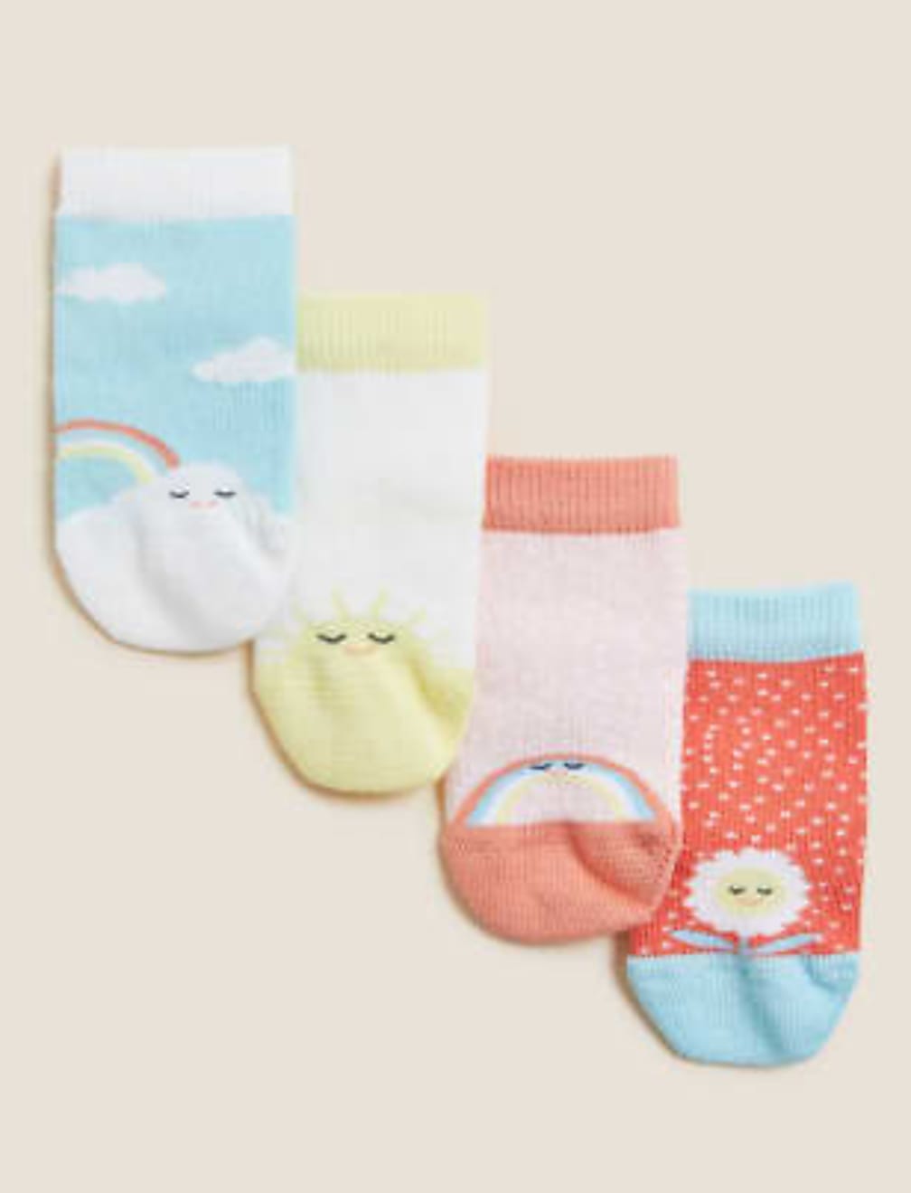 4pk Cotton Rich Rainbow Baby Socks (0-3 Yrs)