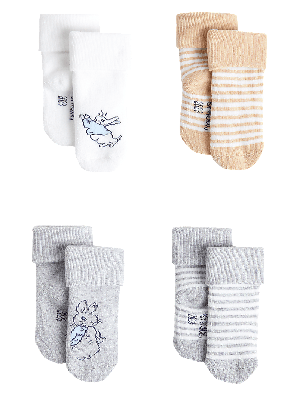 4pk Cotton Rich Peter Rabbit™ Socks (0-2 Yrs)