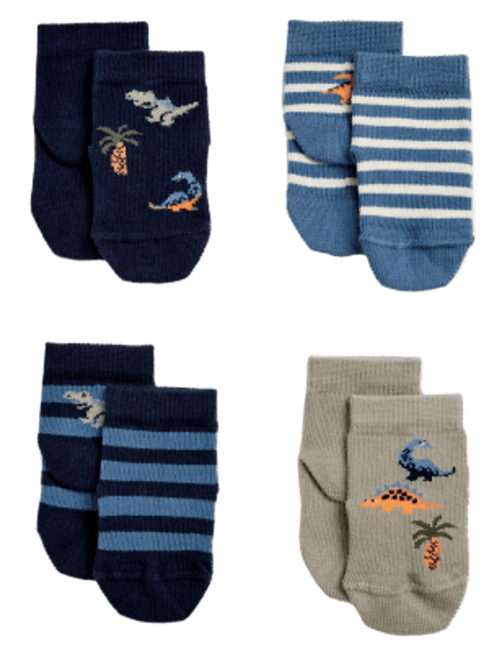 4pk Cotton Rich Dinosaur Baby Socks