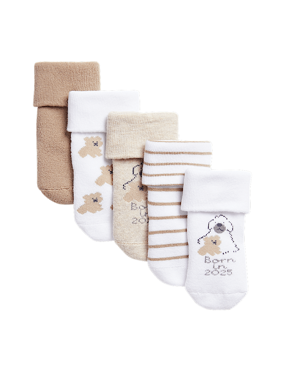 5pk Cotton Rich Terry Born in 2025 Baby Socks (0 - 3 Yrs)