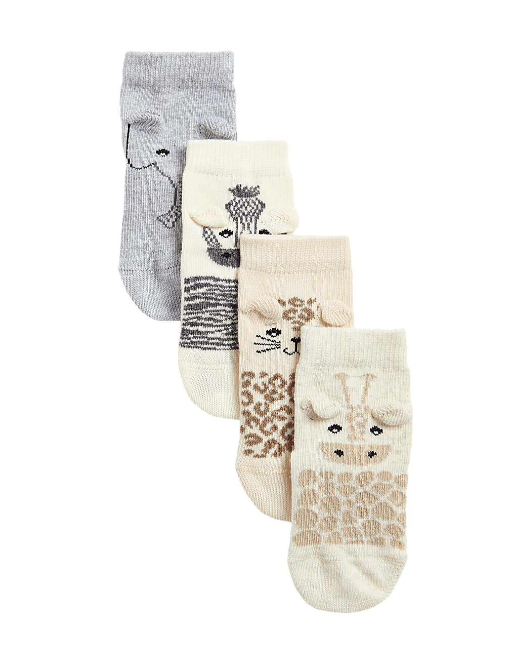 4pk Cotton Rich Animal Baby Socks (0-3 Yrs)