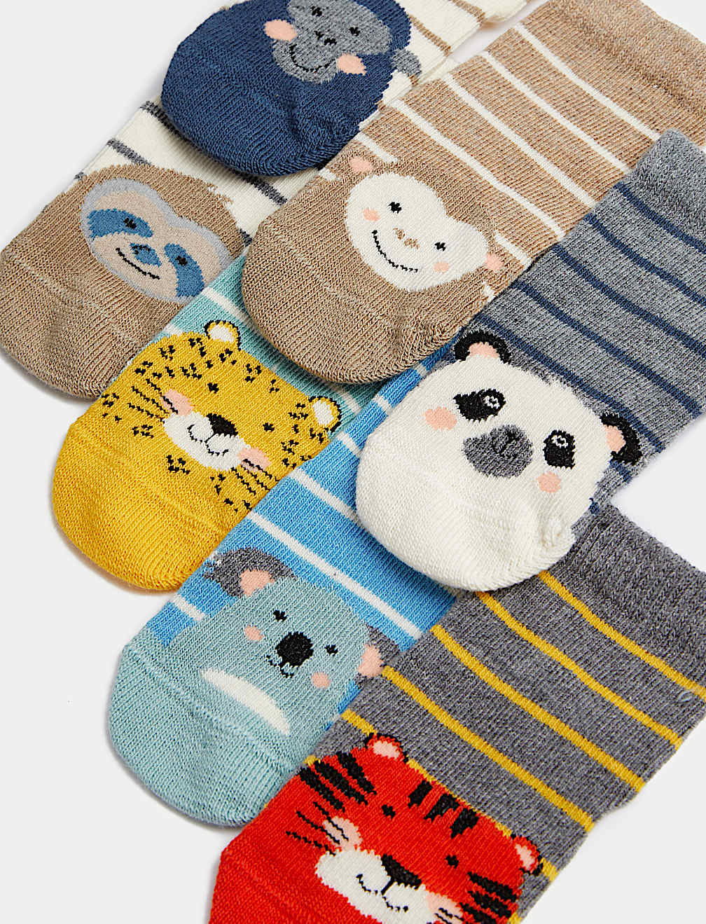 7pk Cotton Rich Animal Face Socks (0-3 Yrs)