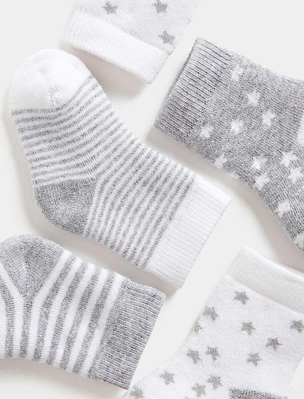 5pk Cotton Rich Terry Star Socks (0-2 Yrs)