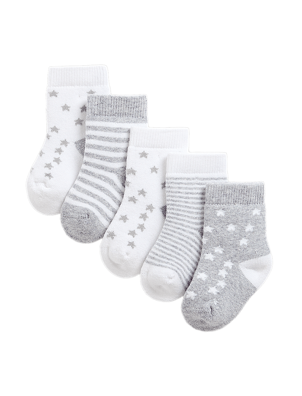 5pk Cotton Rich Terry Star Socks (0-2 Yrs)