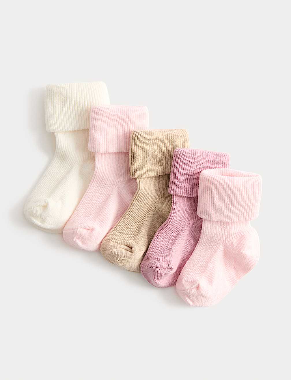 5 Pack Cotton Rich Ribbed Baby Socks (0-2 Yrs)