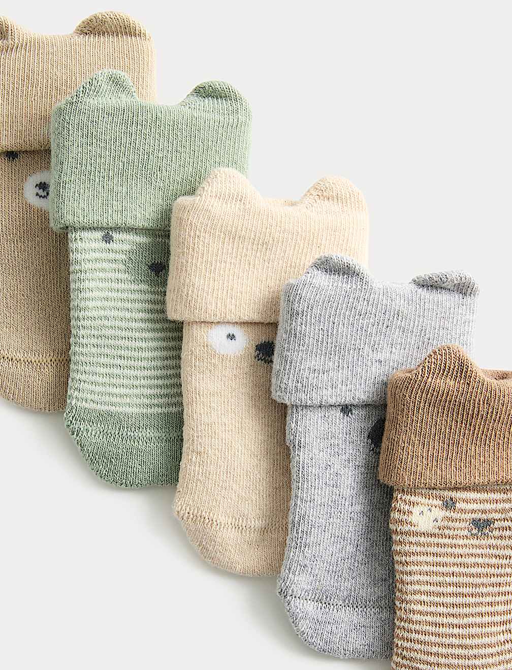 5 Pack Cotton Rich Faces Socks (7lbs - 2 Yrs)