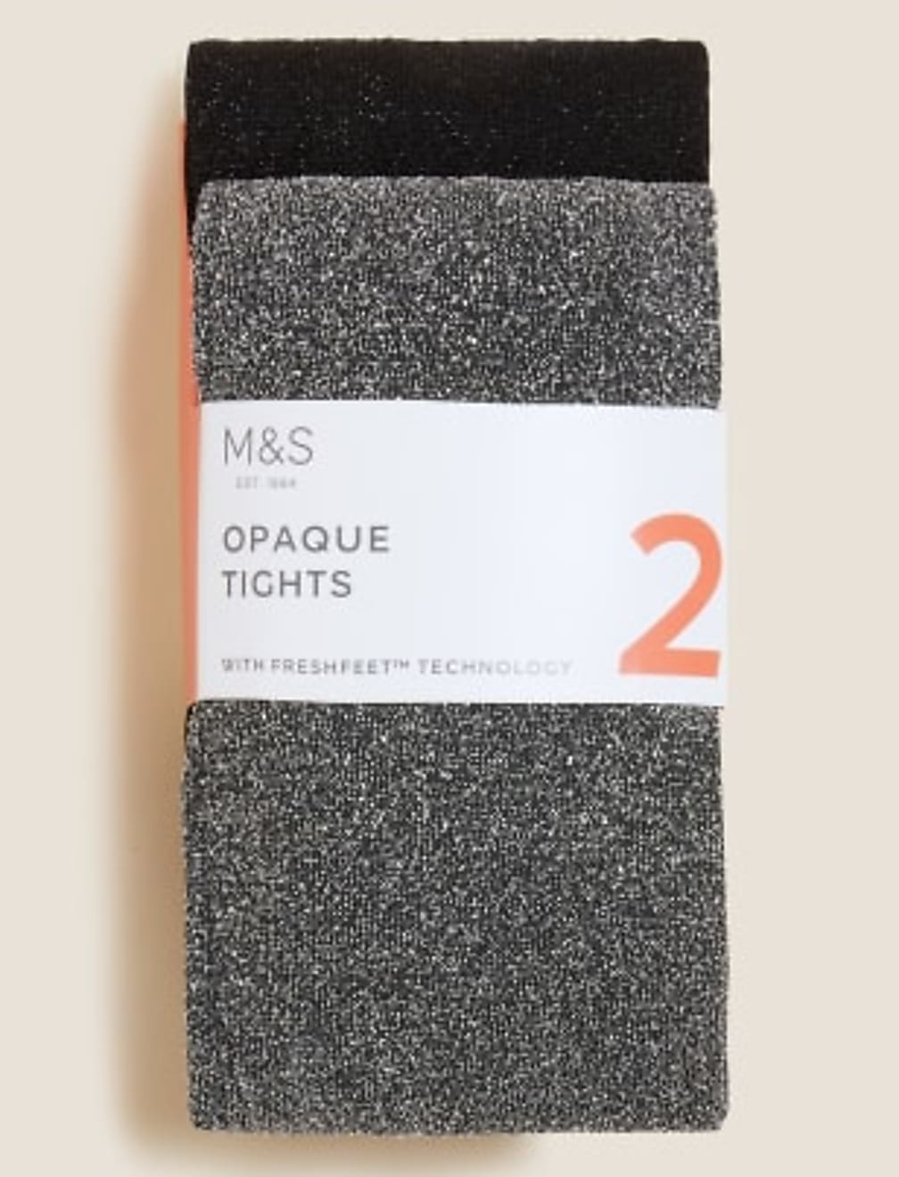 2pk 40 Denier Sparkle Tights (2-14 Yrs)