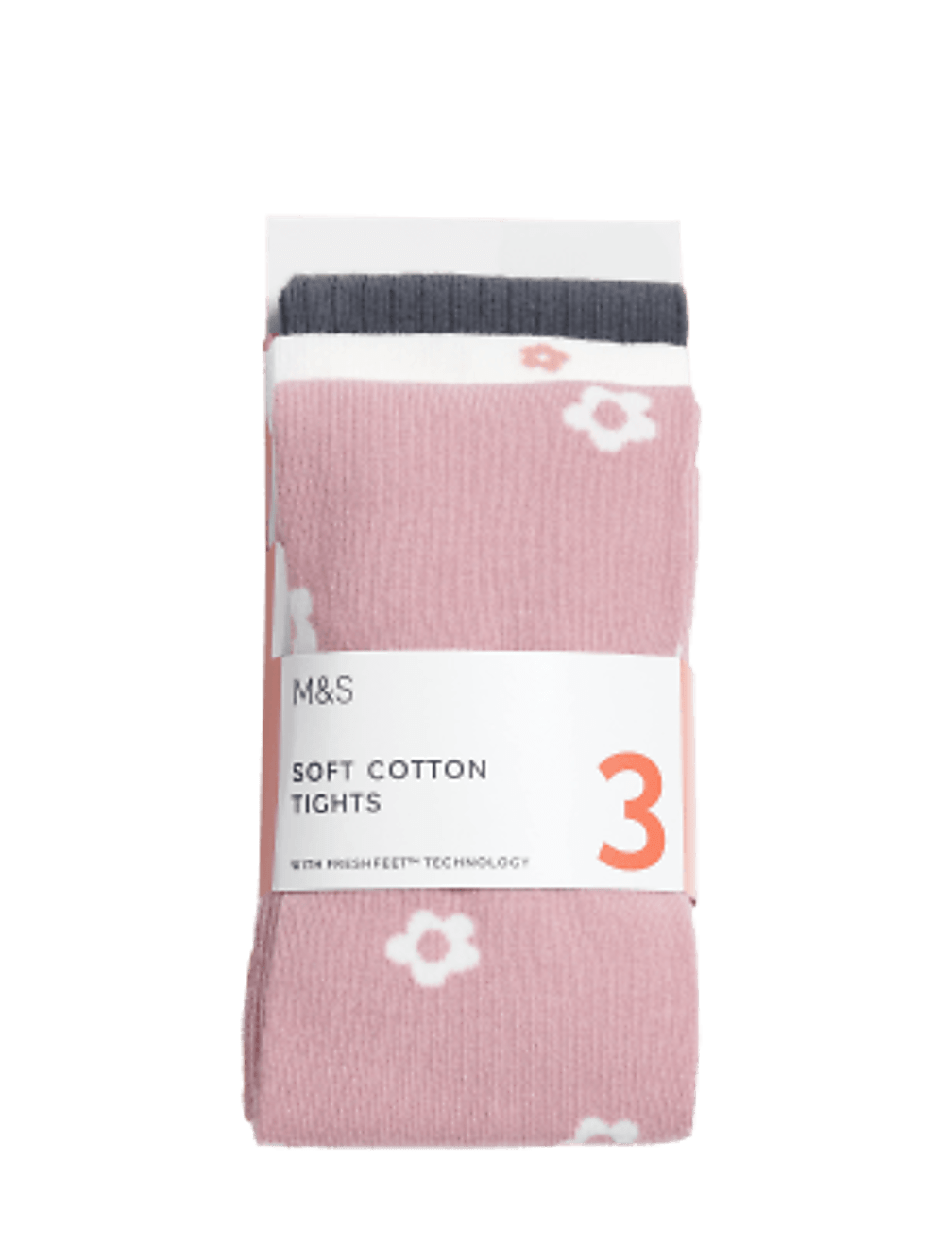 3pk Cotton Rich Daisy Tights (2-14 Yrs)