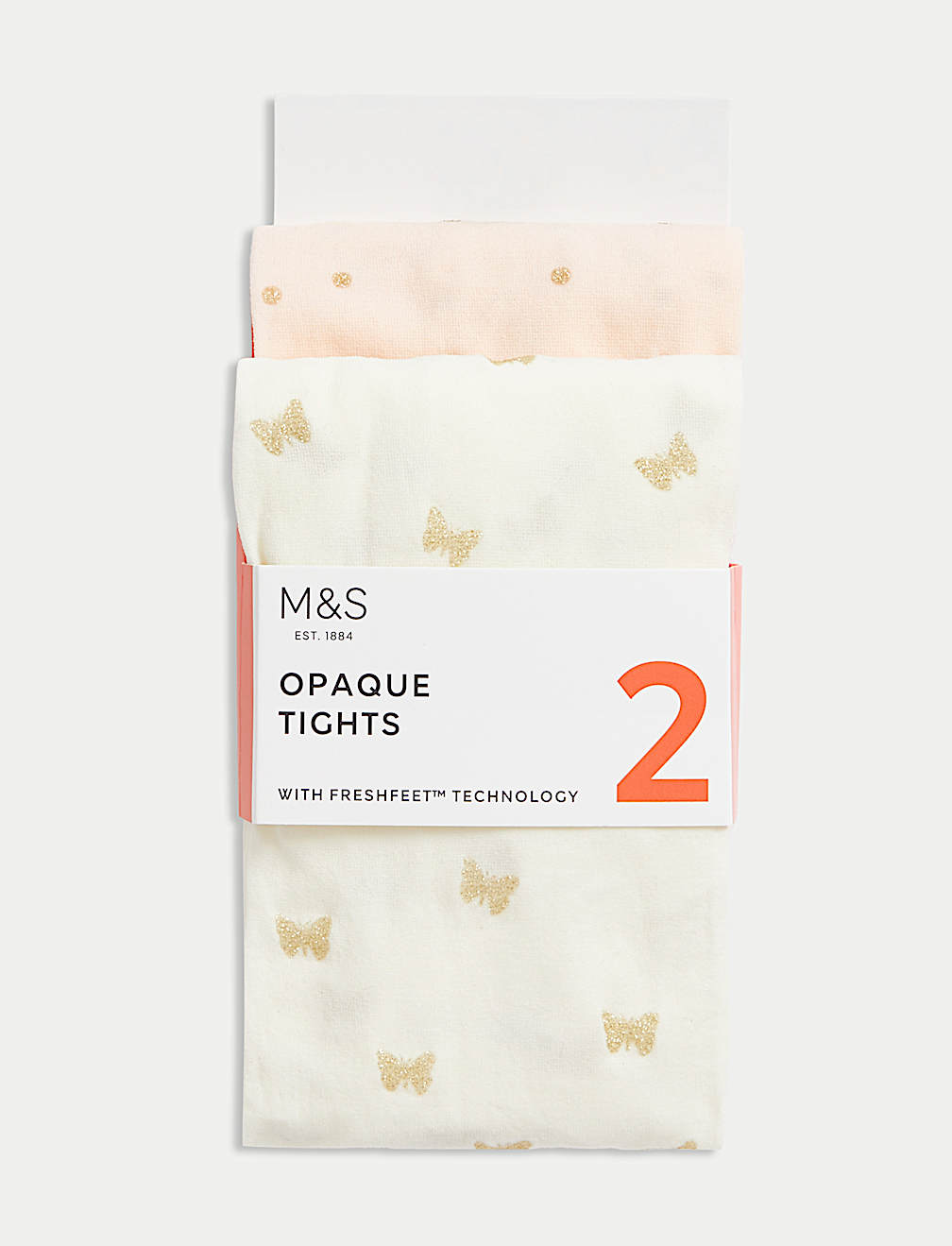 2pk 40 Denier Patterned Sparkle Tights (2-14 Yrs)
