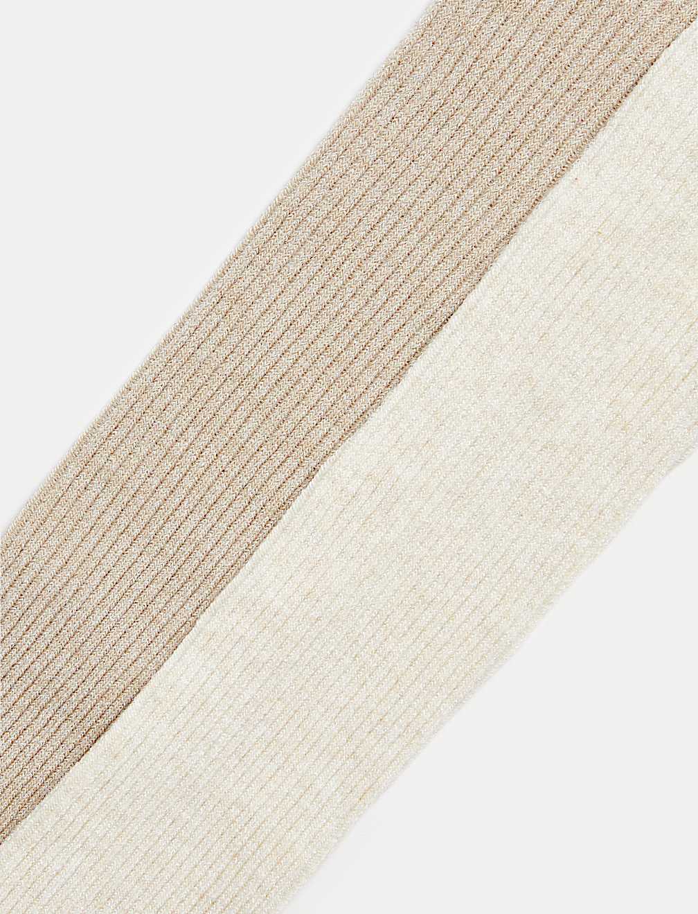 2pk Cotton Rich Ribbed Glitter Tights (2-14 Yrs)