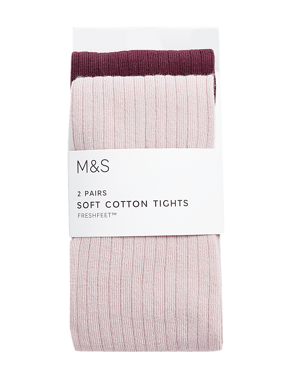 2pk Cotton Rich Ribbed Tights (2-14 Yrs)