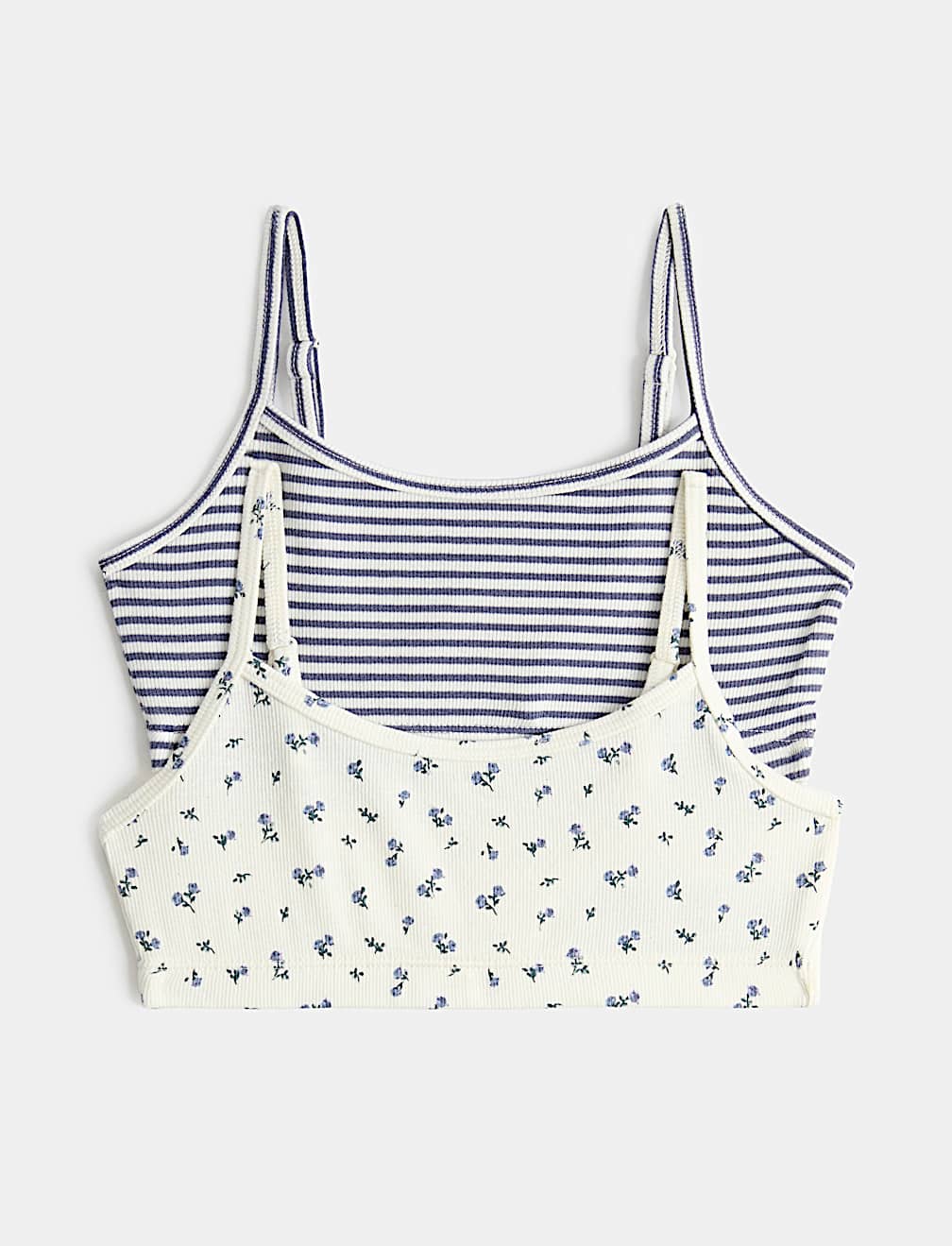 2 Pack V-Neck Floral Striped Crop Tops (7-16 Yrs)