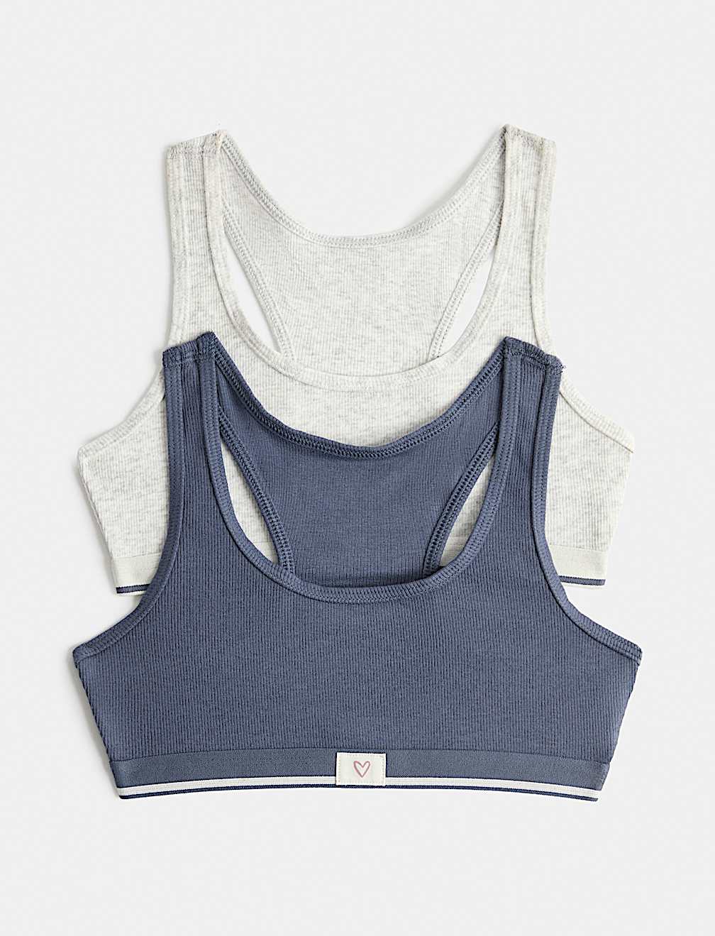 2 Pack Cotton Rich Ribbed Racerback Crop Tops (7-16 Yrs)