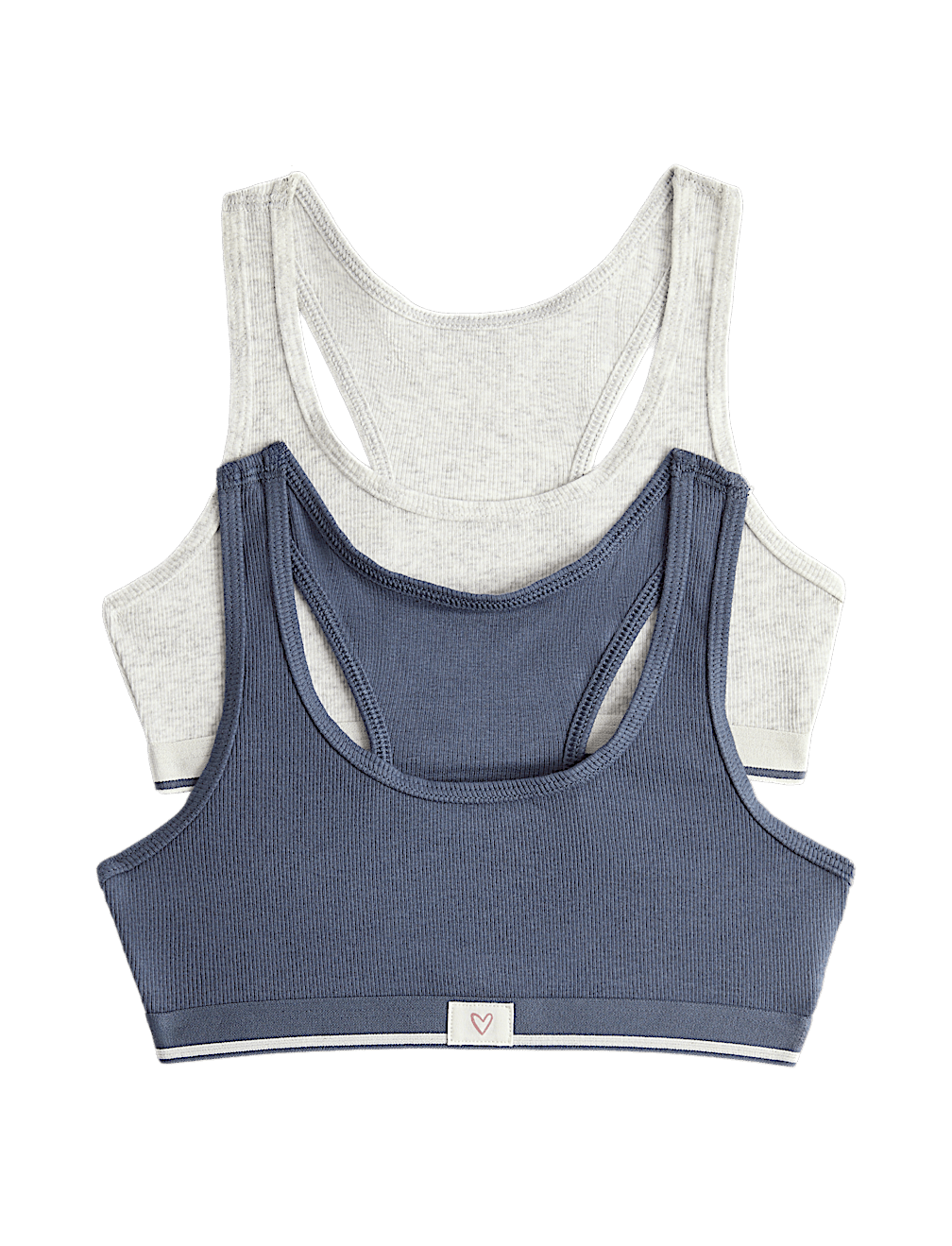 2 Pack Cotton Rich Ribbed Racerback Crop Tops (7-16 Yrs)