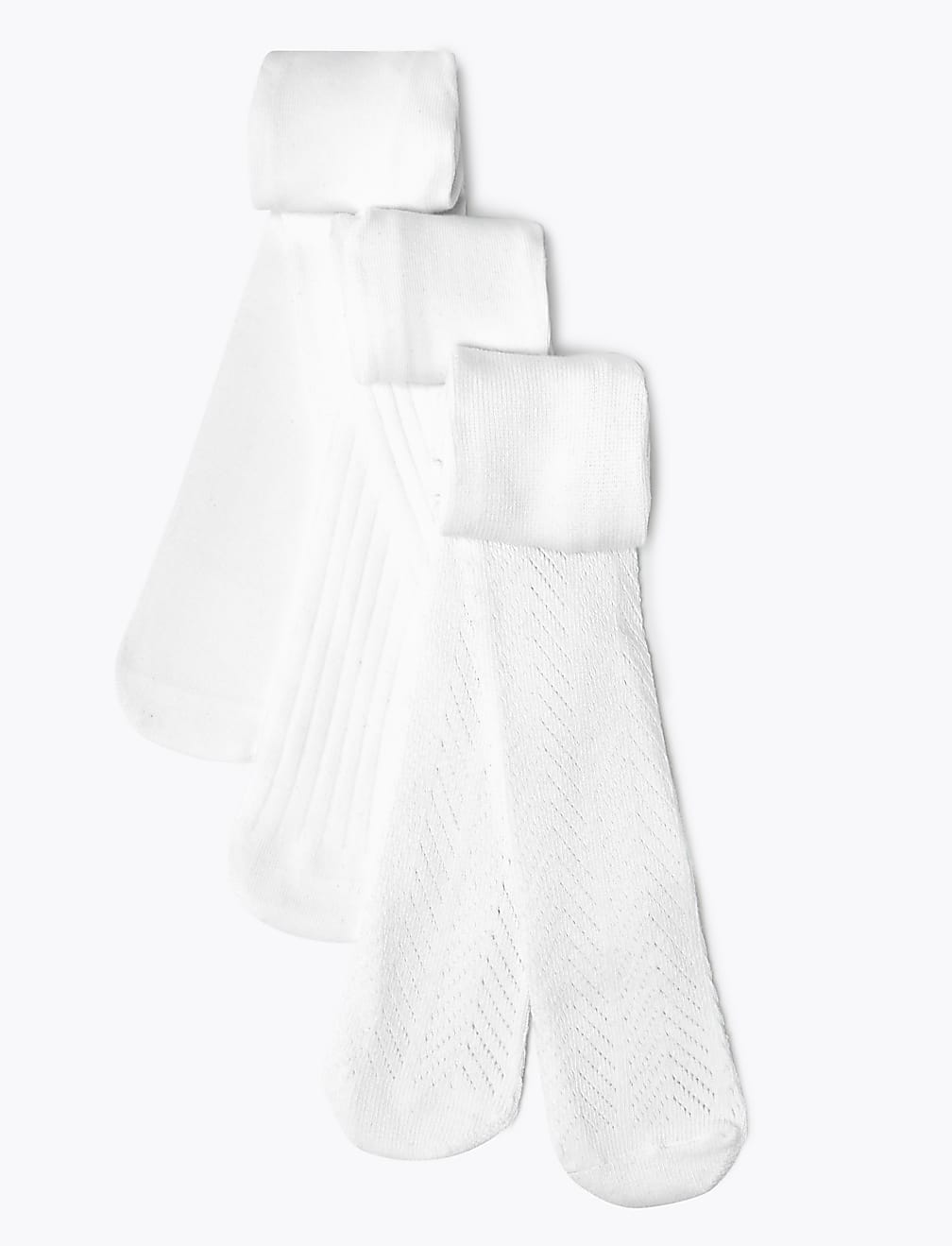 3 Pack of Pelerine, Ribbed & Plain White Tights (0-2 Yrs)