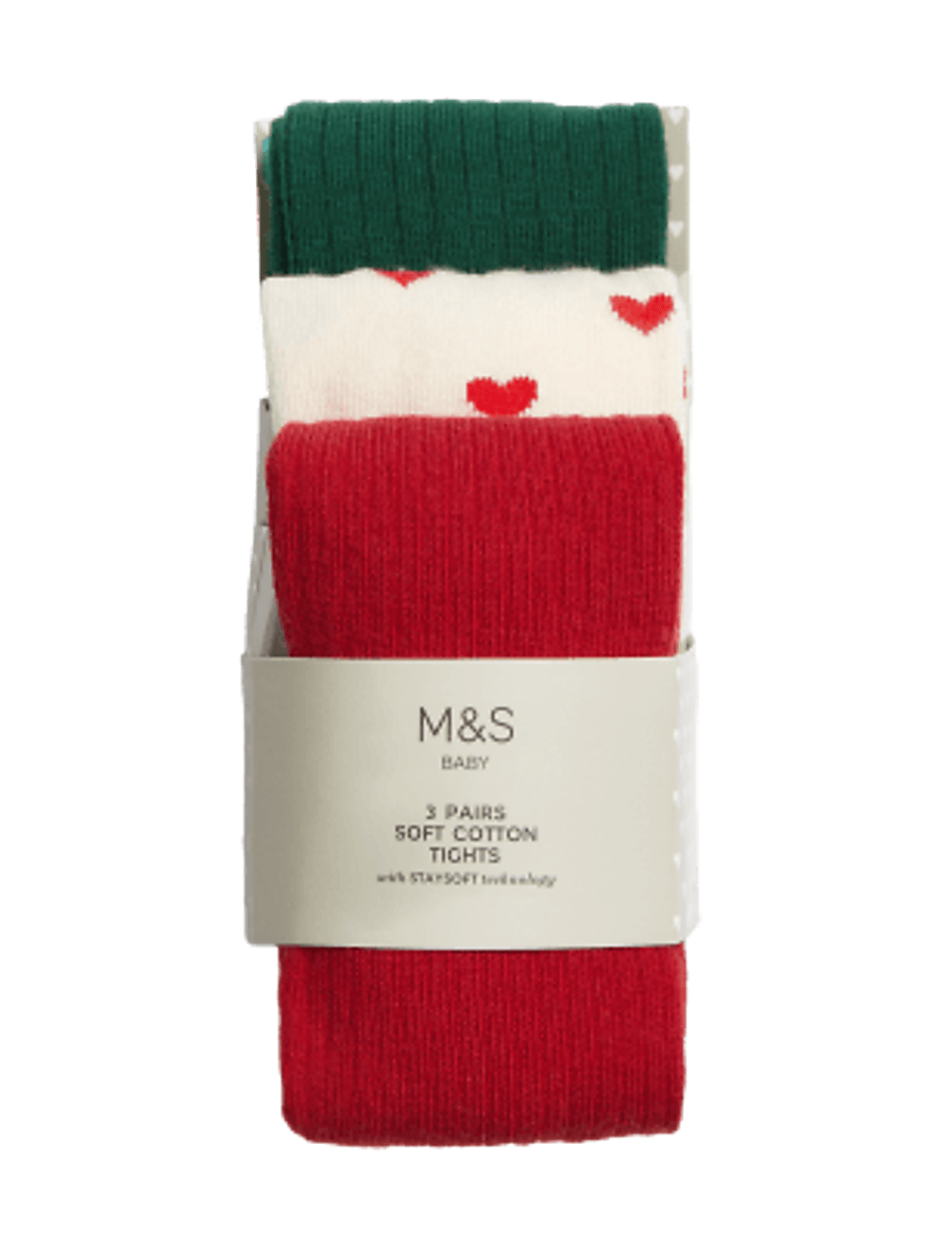 3pk Cotton Rich Christmas Tights