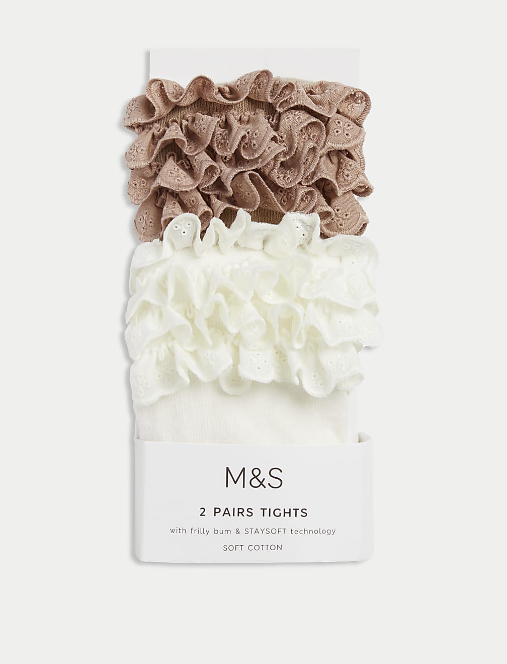 2pk Cotton Rich Frilly Tights (0-24 Mths)