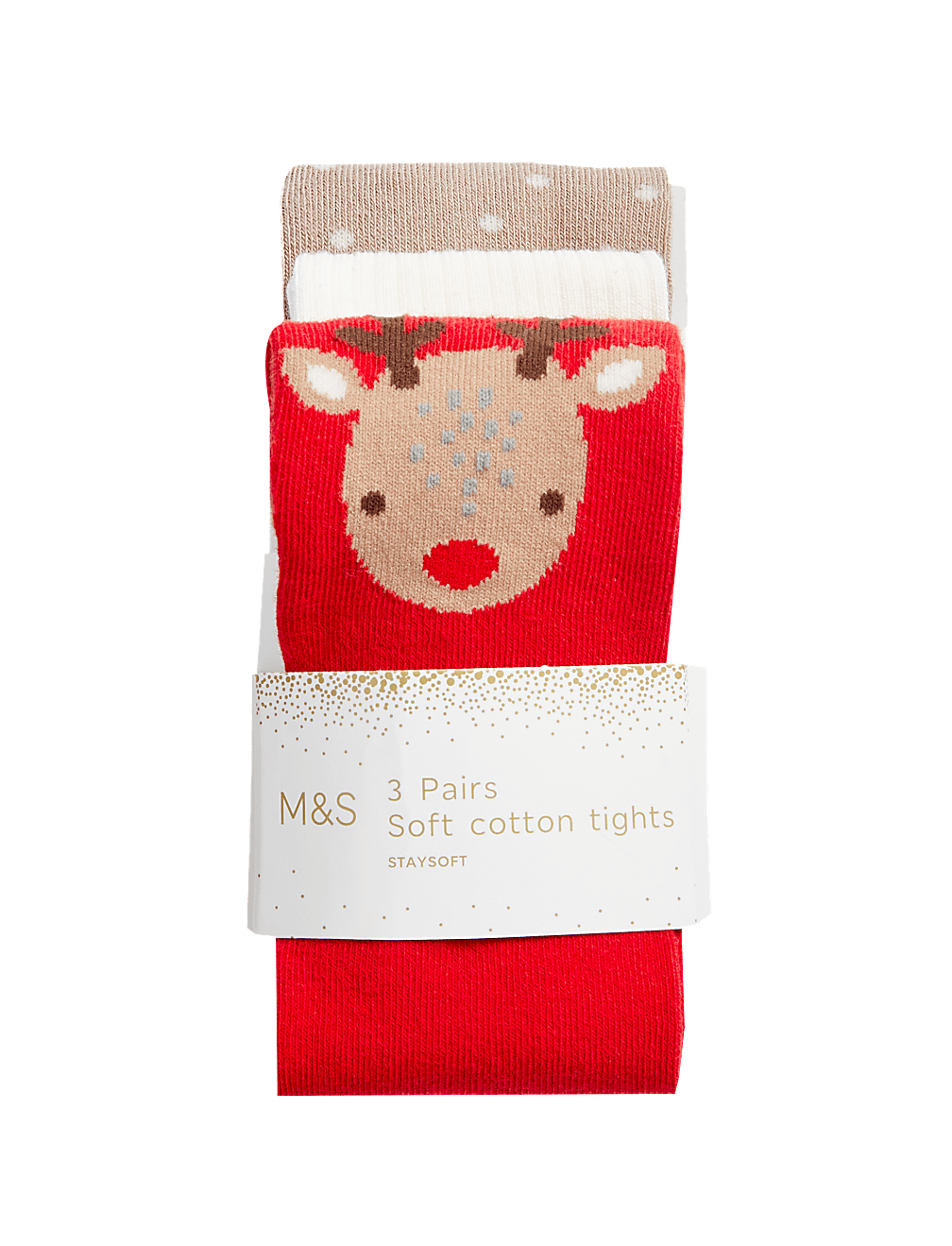3pk Cotton Rich Christmas Tights (0 Mths-3 Yrs)
