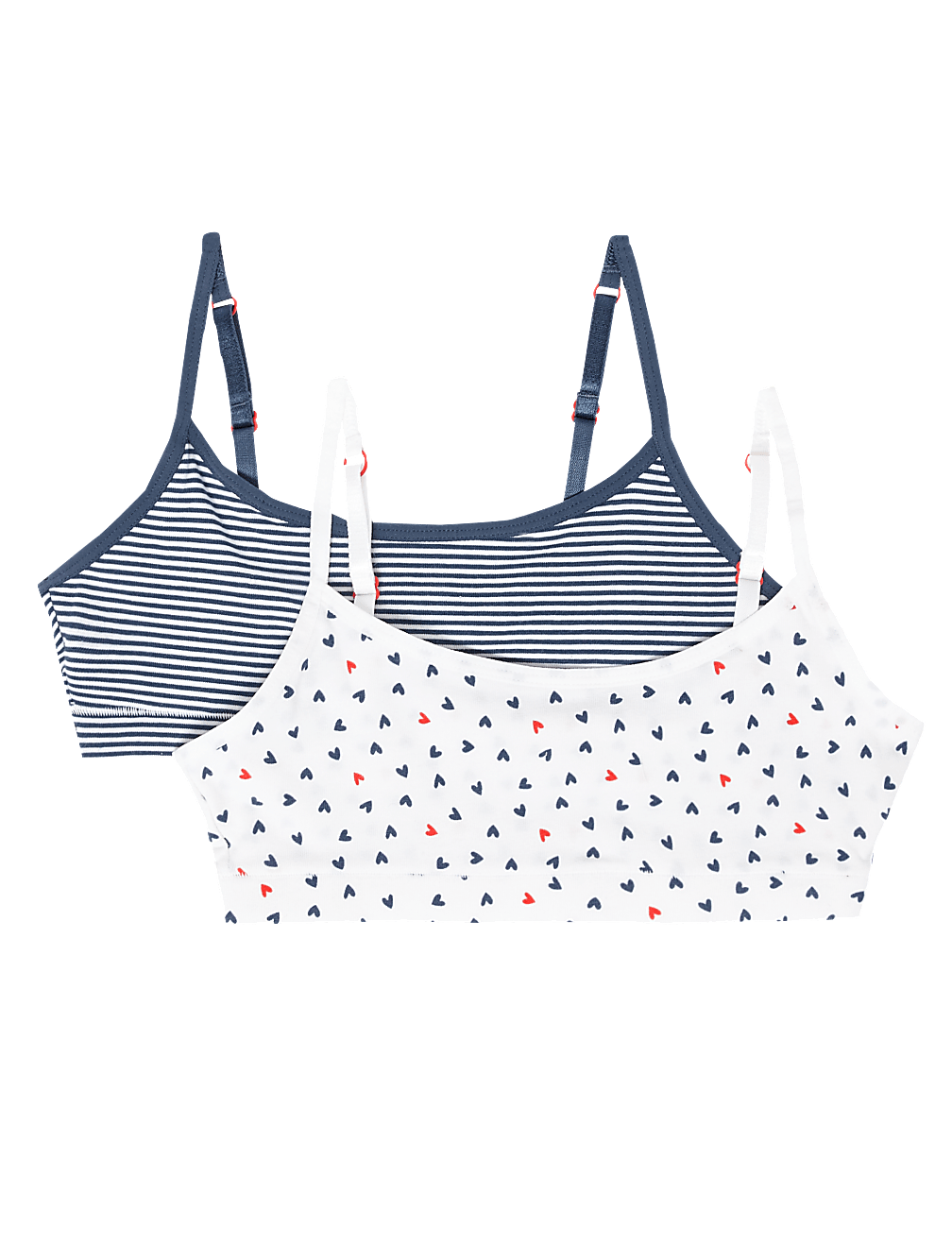2 Pack Flexfit™ Heart Print Crop Tops