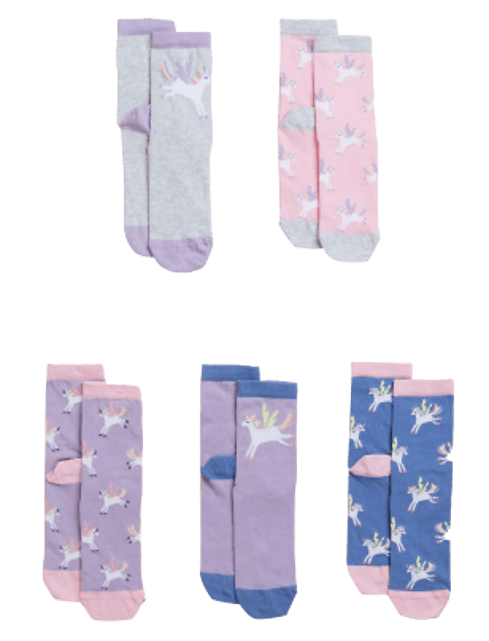5pk Cotton Rich Unicorn Socks