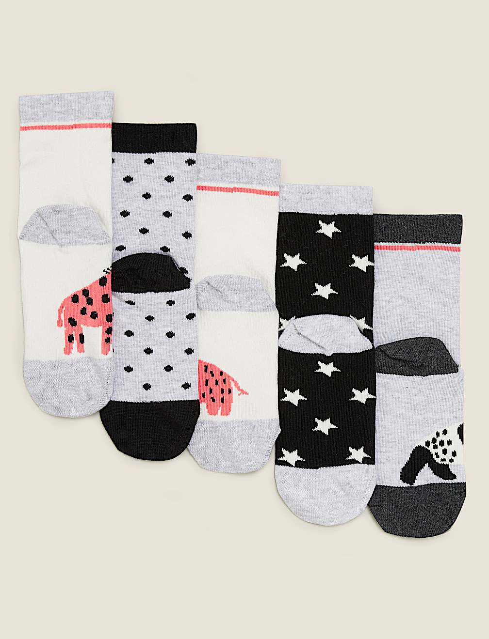 5pk Cotton Rich Animal Socks