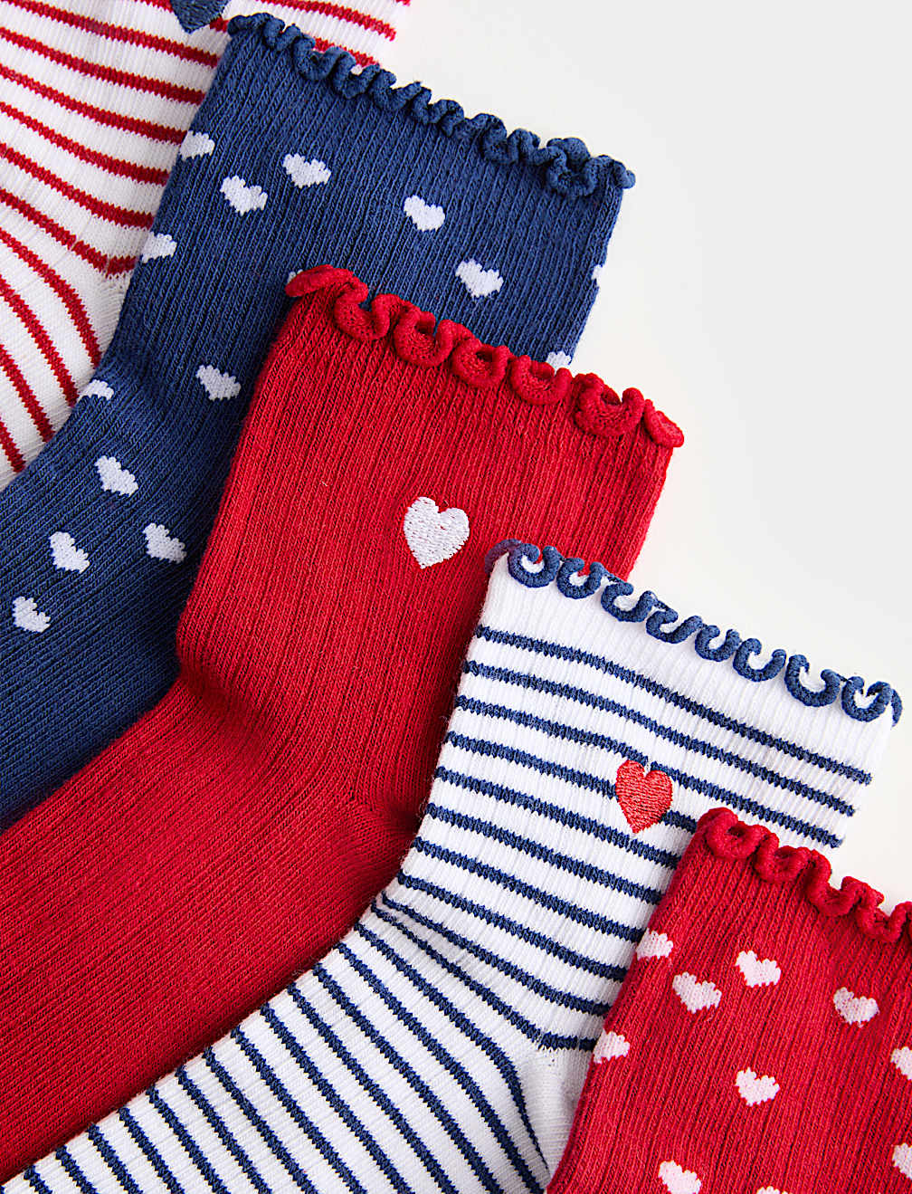 5 Pack Cotton Rich Heart Socks (6 Small - 7 Large)