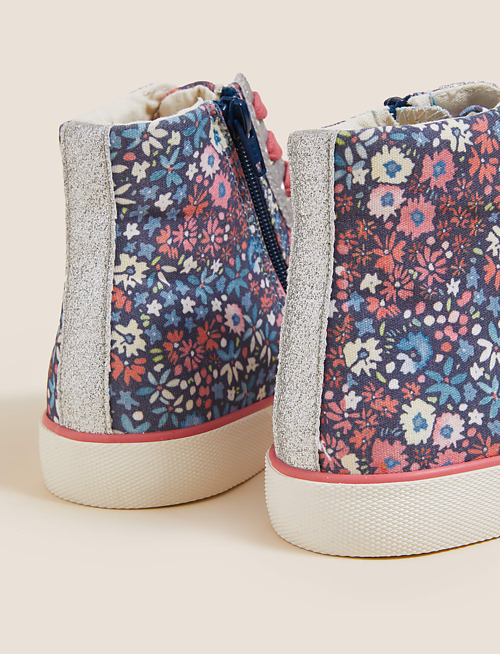 Kids' Floral Glitter High Tops (13 Small - 6 Large)