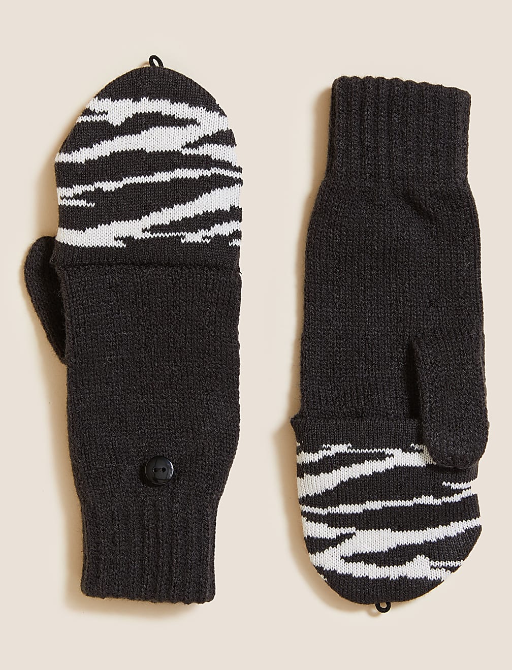 Kids' Zebra Print Flip Top Gloves