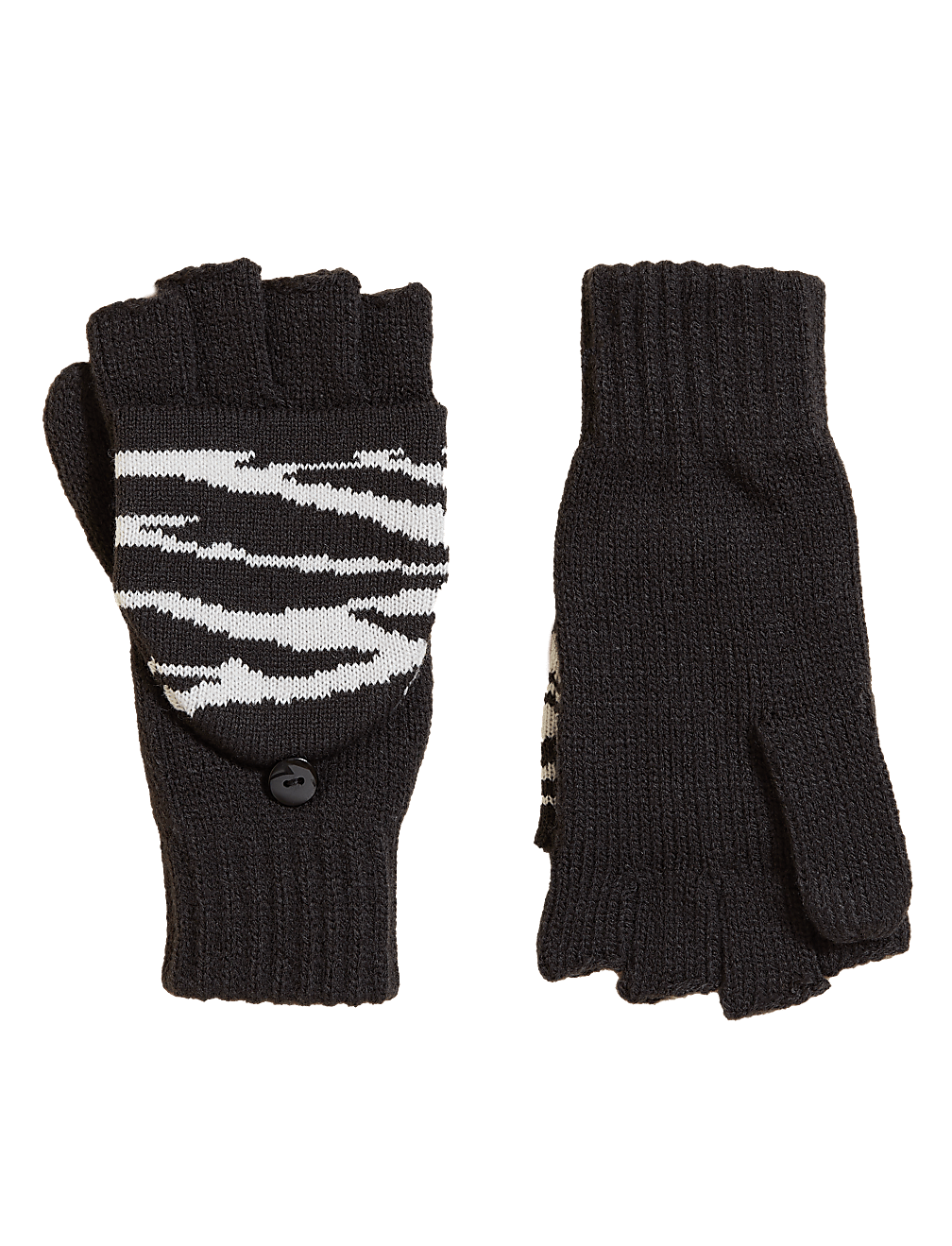 Kids' Zebra Print Flip Top Gloves