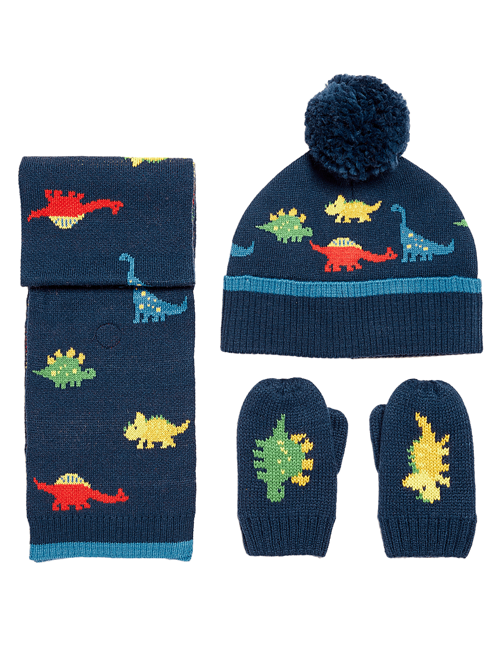 Kids' Dinosaur Hat, Scarf and Mitten Set