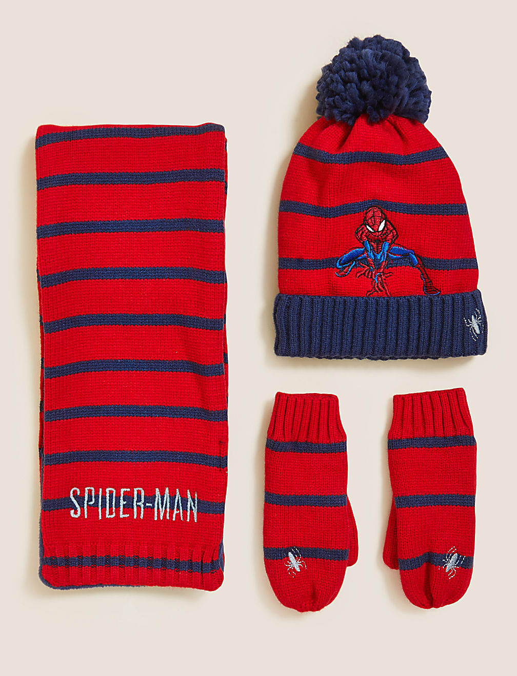 Buy Kids Spider Man Hat Scarf and Mitten Set 12 Mths 6 Yrs at Marks Spencer