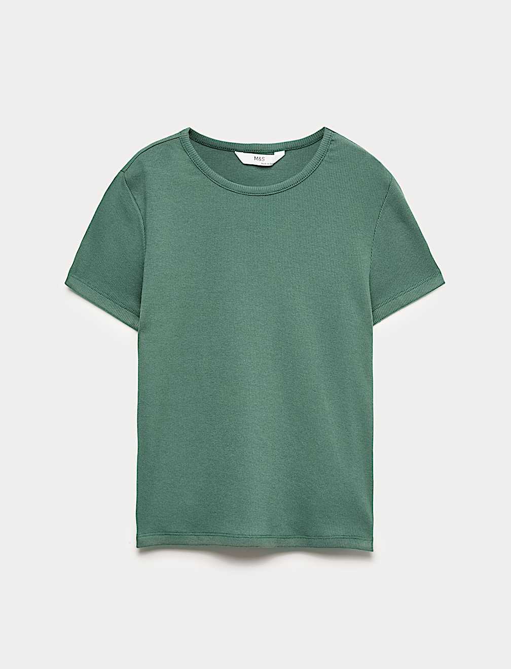 Cotton Rich Ribbed Fitted Crop T-Shirt (6-16 Yrs)