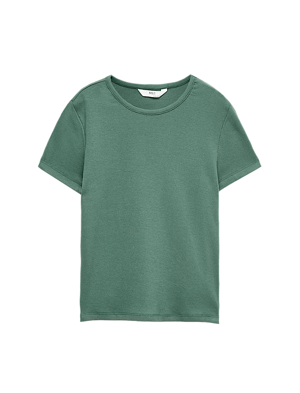 Cotton Rich Ribbed Fitted Crop T-Shirt (6-16 Yrs)