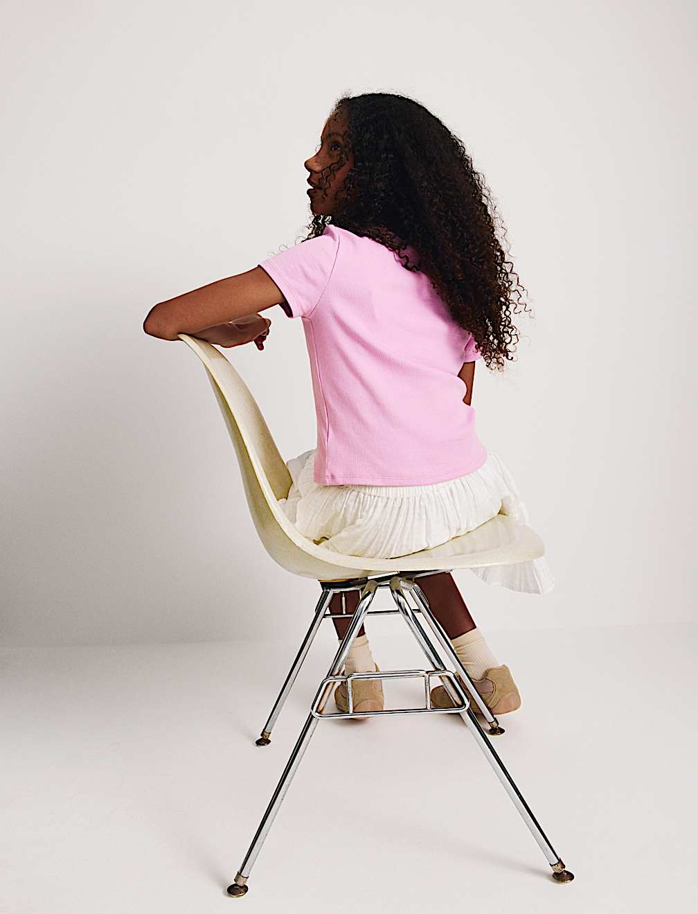 Cotton Rich Ribbed Fitted Crop T-Shirt (6-16 Yrs)