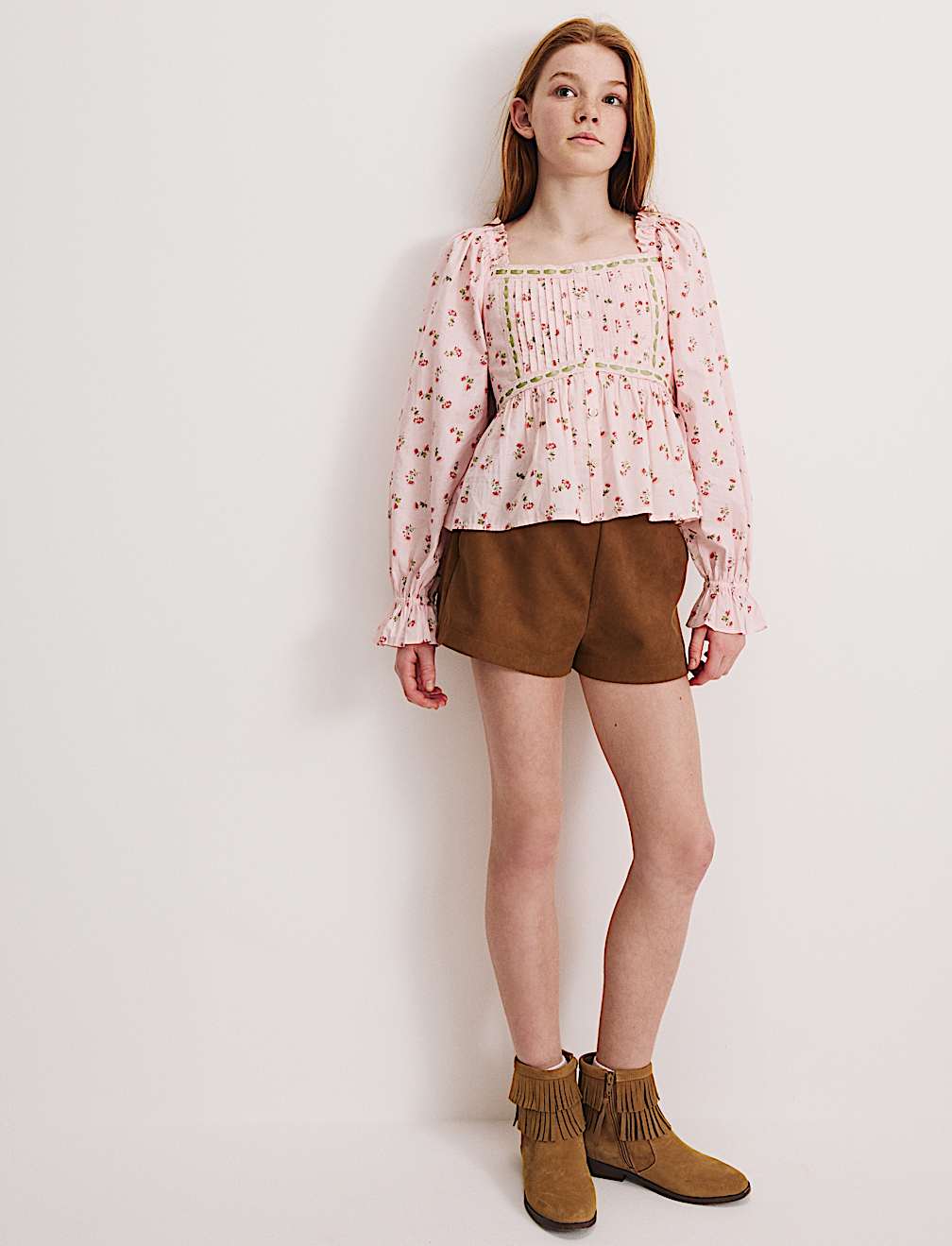 Pure Cotton Ditsy Floral Top (6-16 Yrs)