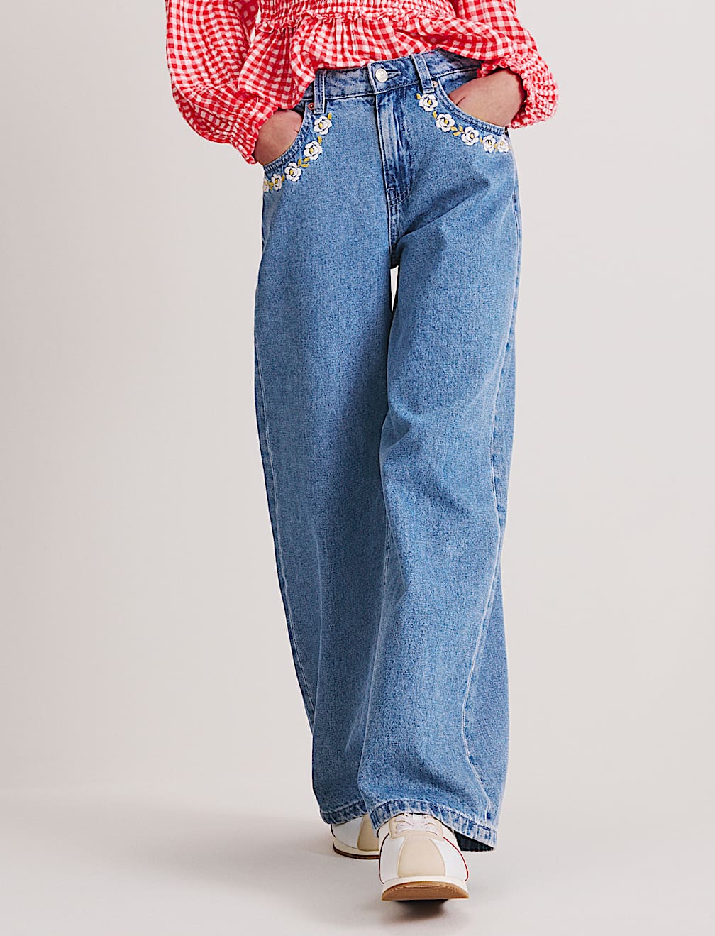 Denim Embroidered Wide Leg Jean (6-16 Yrs)
