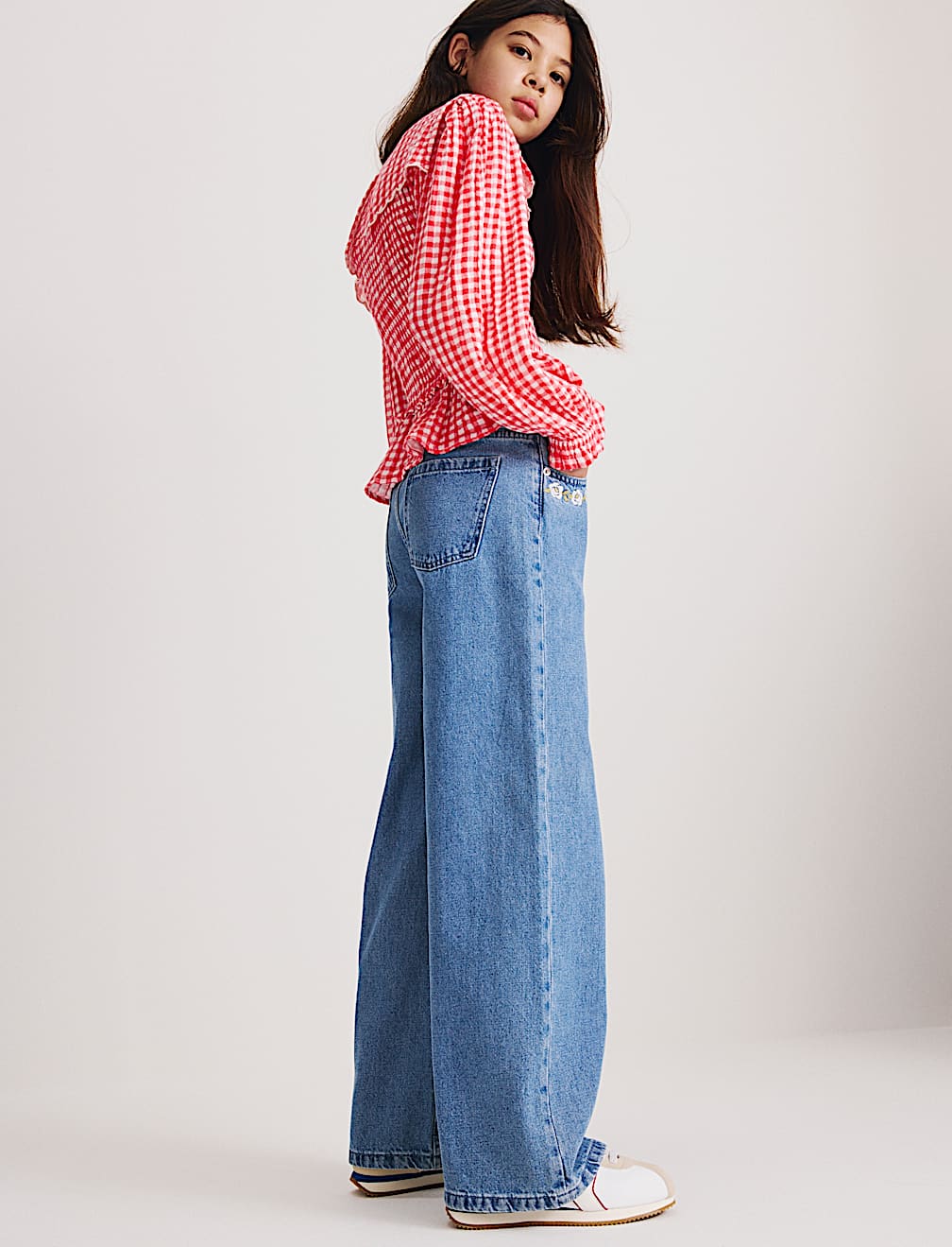 Denim Embroidered Wide Leg Jean (6-16 Yrs)