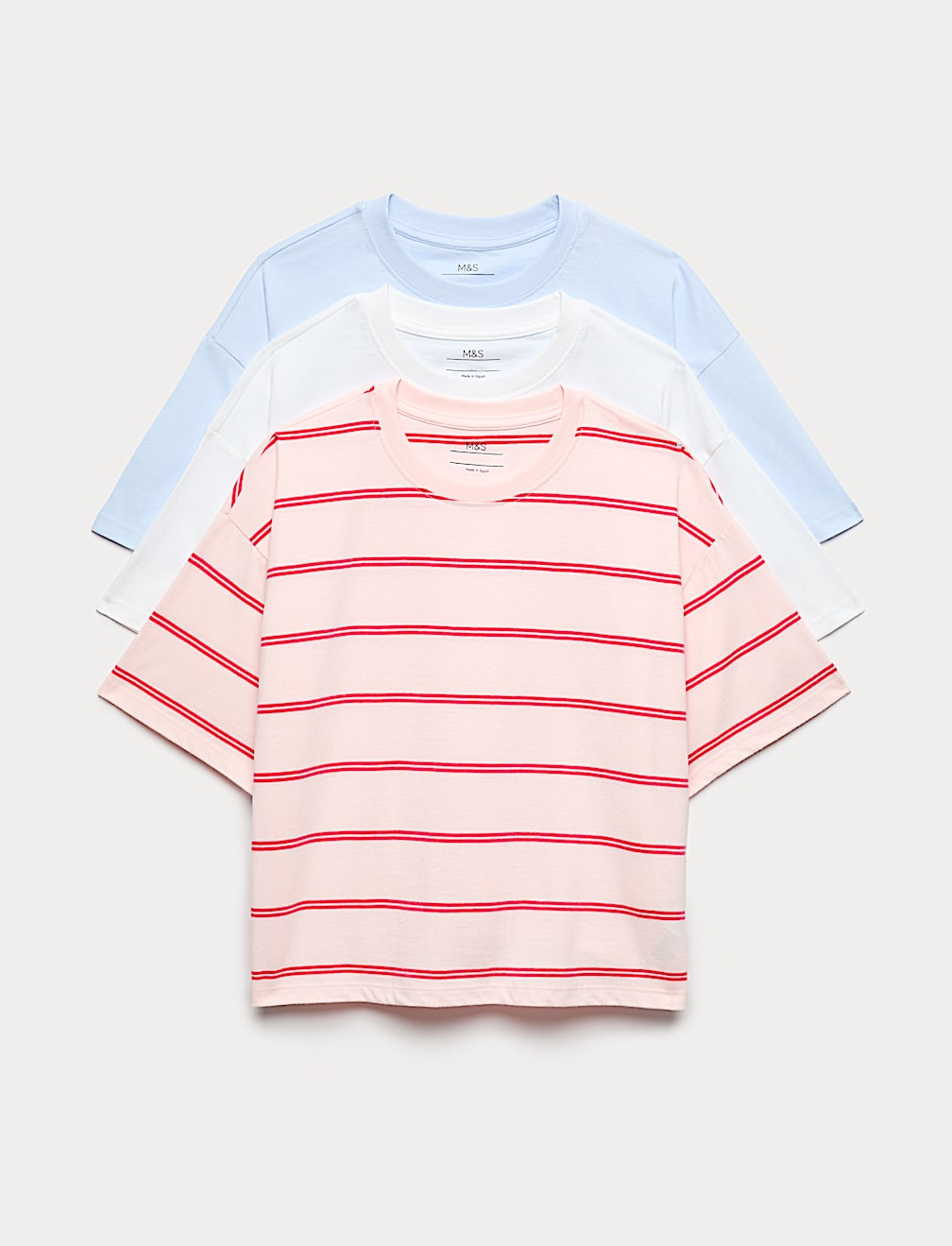 3 Pack Pure Cotton Boxy T-Shirts (6-16 Yrs)