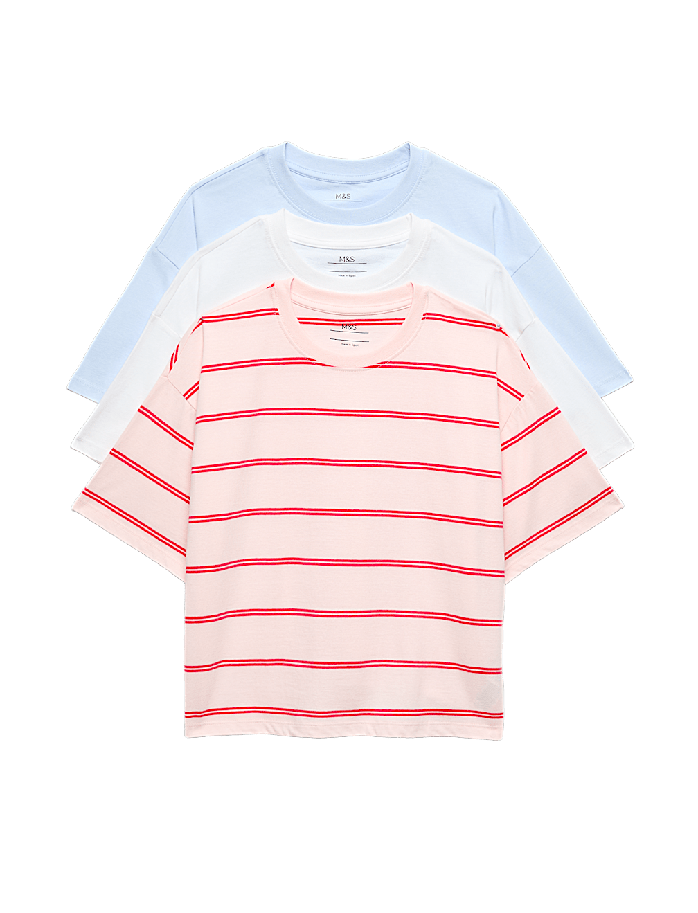 3 Pack Pure Cotton Boxy T-Shirts (6-16 Yrs)