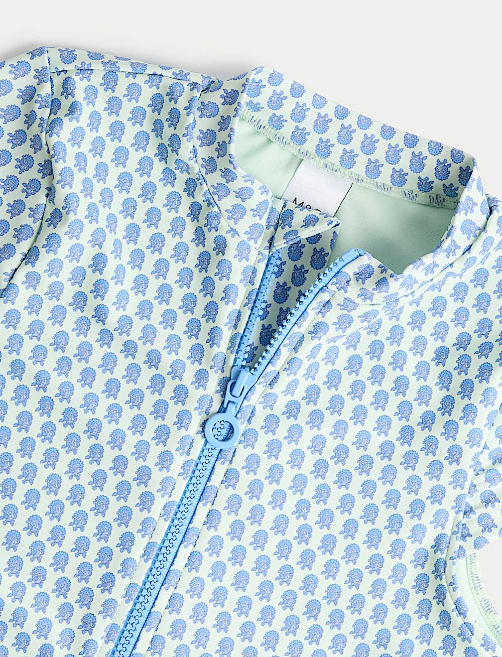 Printed Zip Through Cap Sleeve Swimsuit (6-16 Yrs)