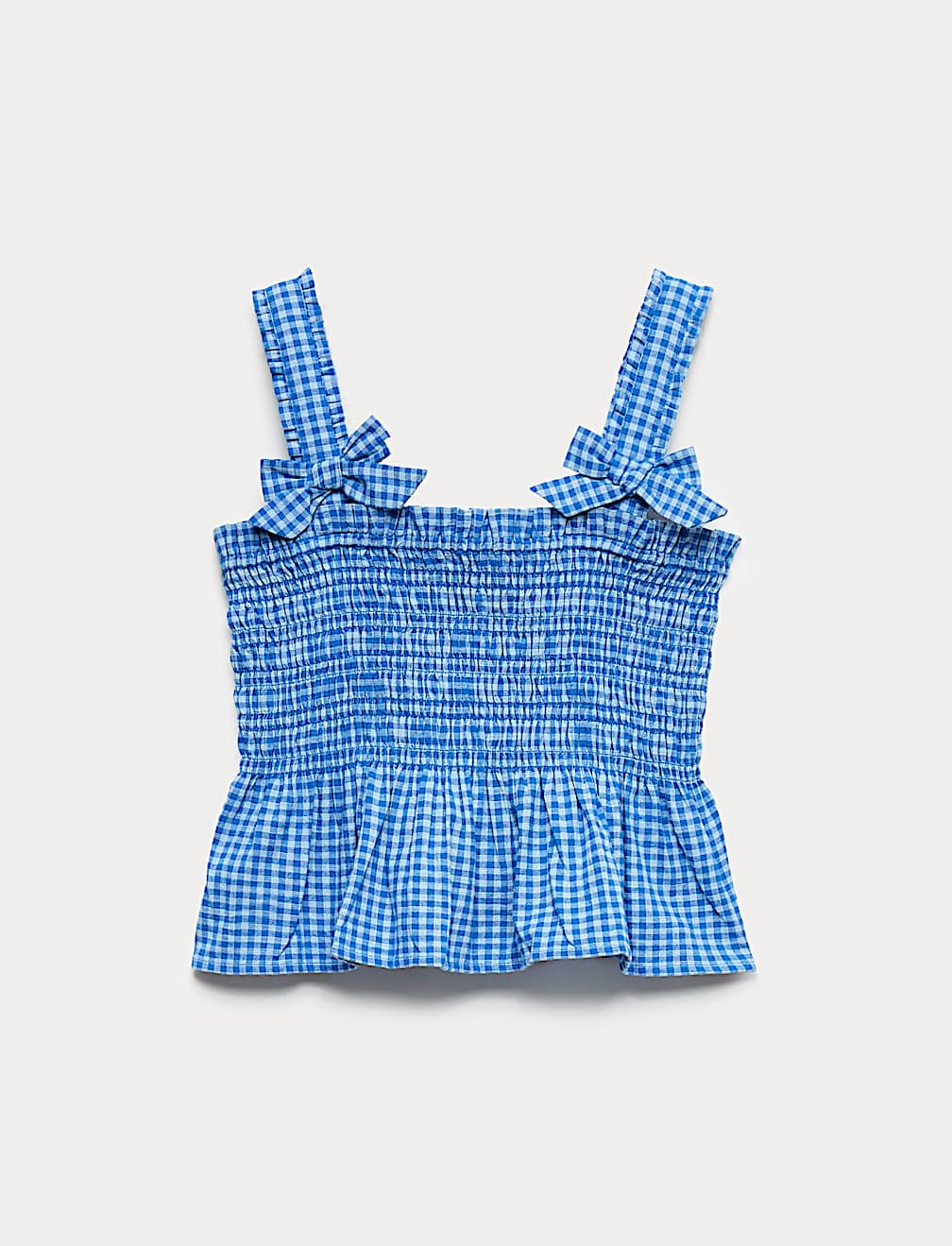 Pure Cotton Shirred Bow Top (6-16 Yrs)