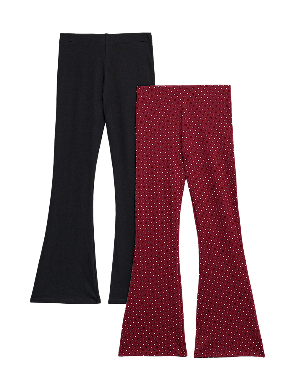 2pk Cotton Rich Polka Dot Kickflare Leggings (6-16 Yrs)