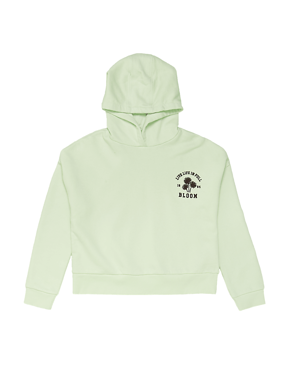 Cotton Flower Embroidered Slogan Hoodie (6-14 Yrs)