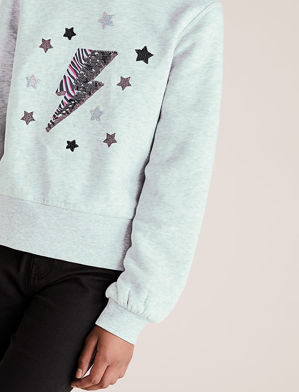 Cotton Lightning Bolt Sequin Hoodie