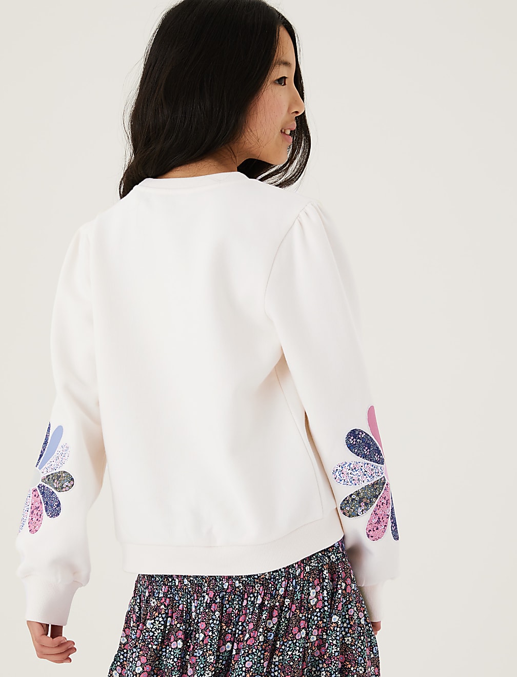 Cotton Rich Flower Patchwork Sweatshirt (6-16 Yrs)