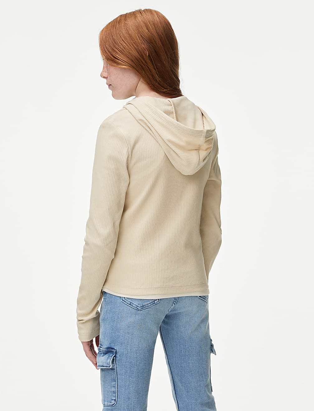 Cotton Rich Zip Ribbed Hoodie (6-16 Yrs)