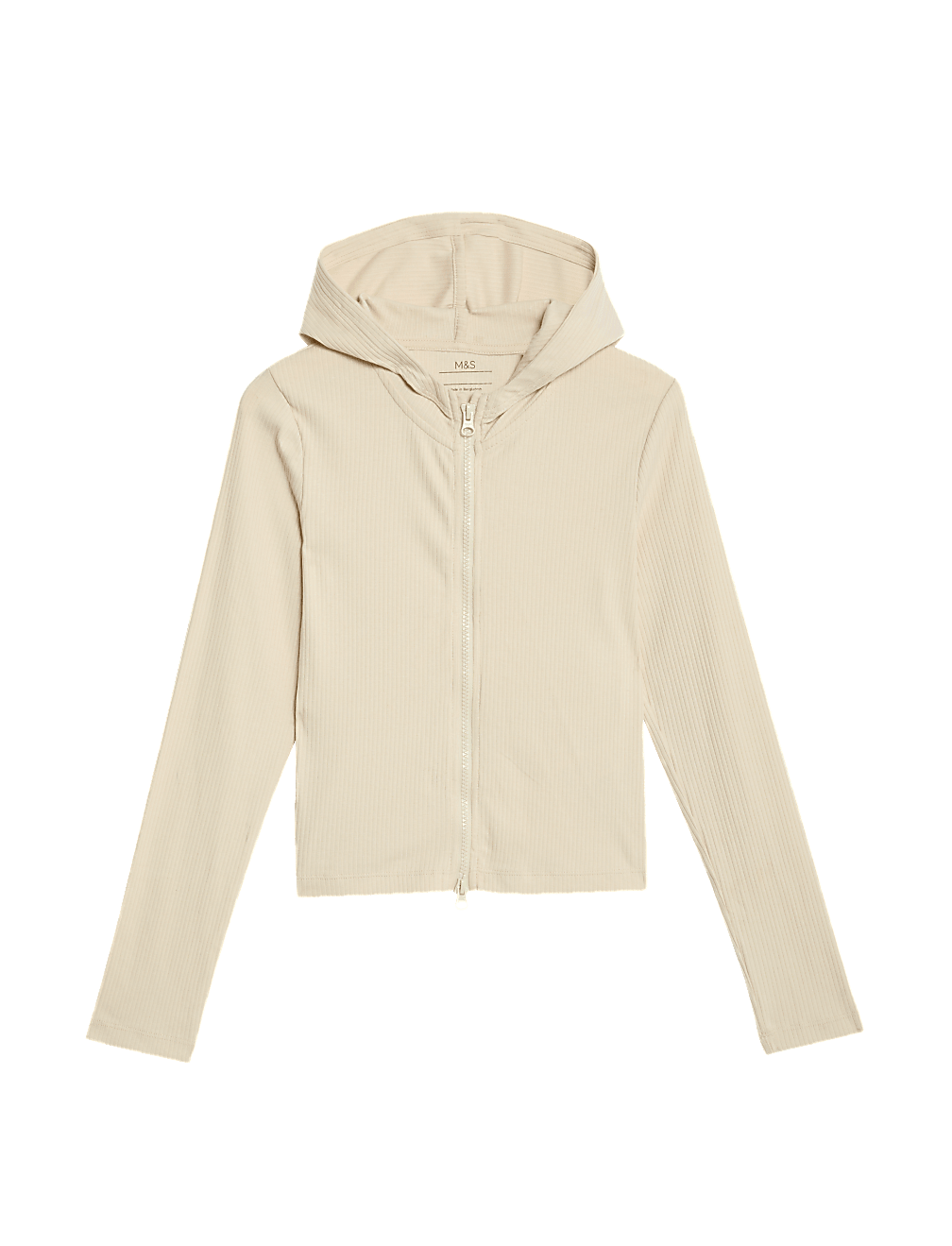 Cotton Rich Zip Ribbed Hoodie (6-16 Yrs)