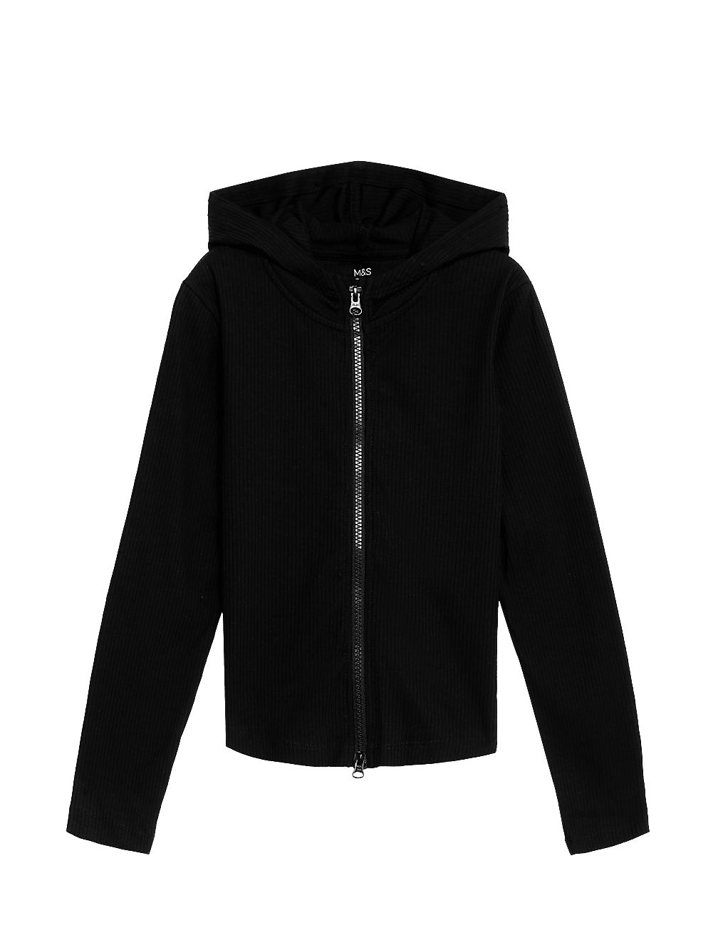 Cotton Rich Zip Ribbed Hoodie (6-16 Yrs)