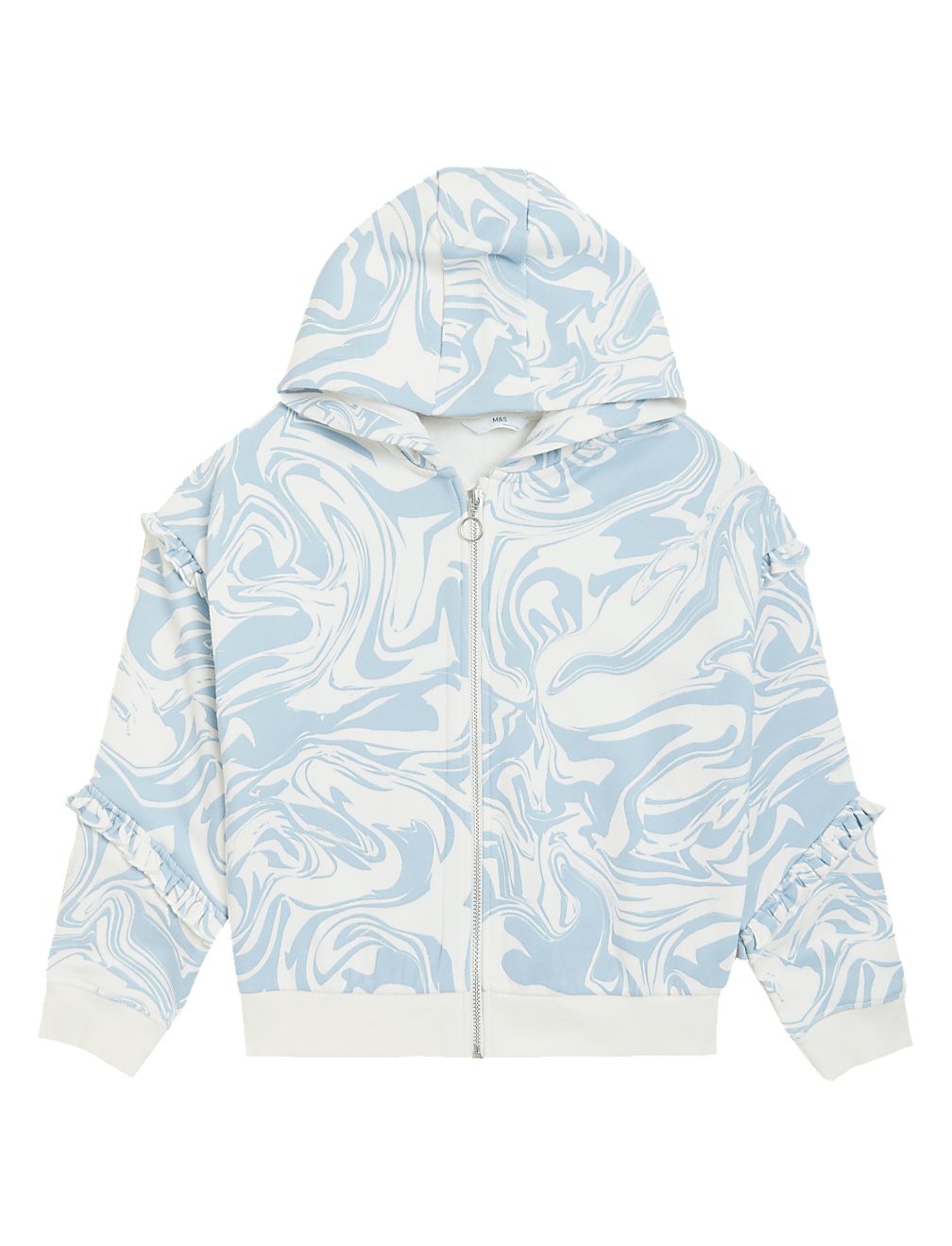 Cotton Rich Marble Print Zip Hoodie